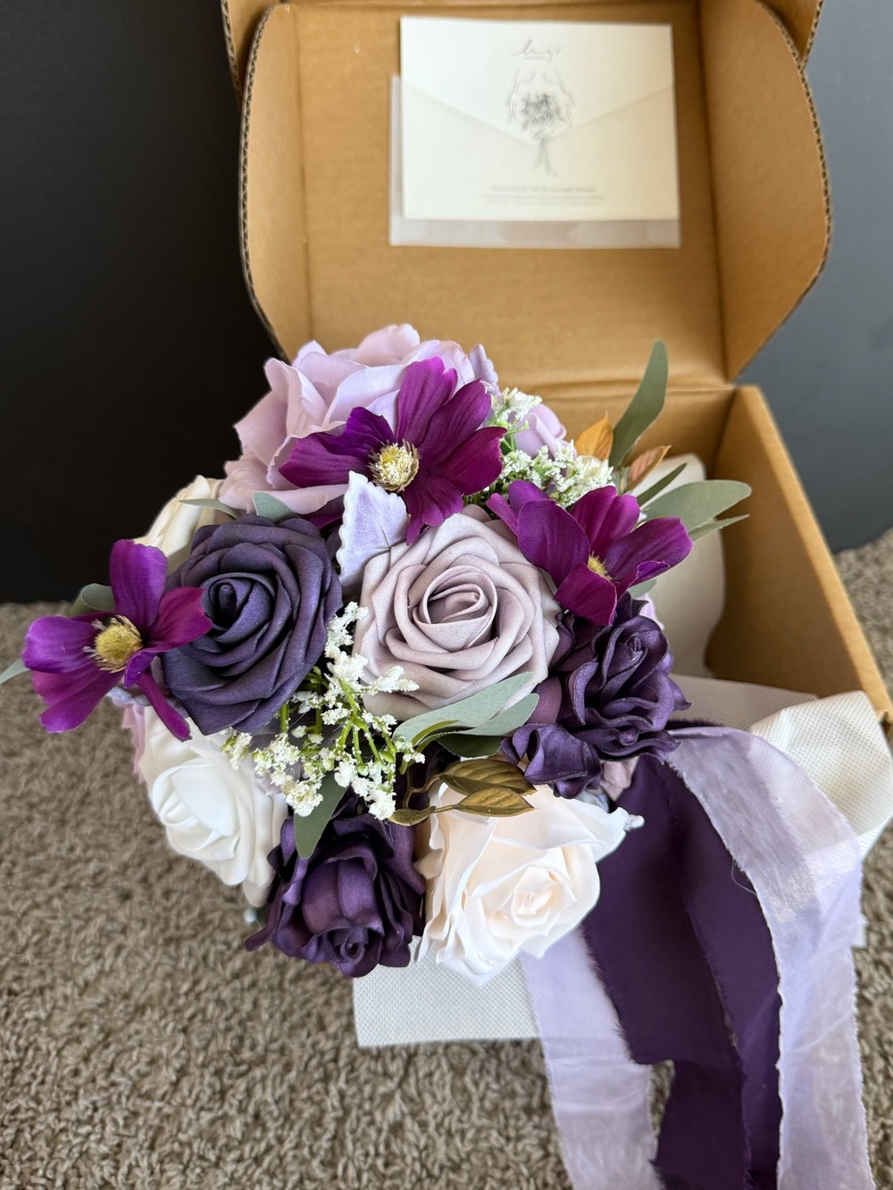 Ling’s Moment small Lilac & Gold bridal bouquet